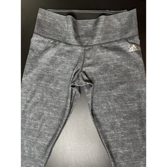Adidas Capri Size Large Gray Climalite Wide Band Workout Athletic Leggings - Picture 5 of 9